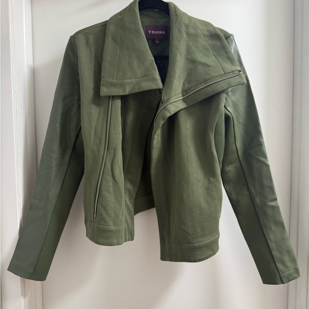 Vigoss Olive Leather Combination Jacket